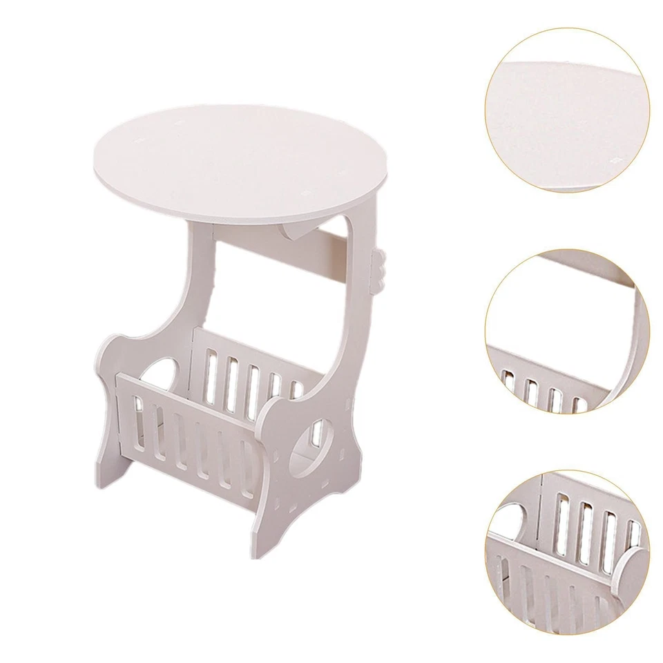 Petite table d'appoint ronde plateau boissons Table de chevet porte revue canapé - Photo 4/4