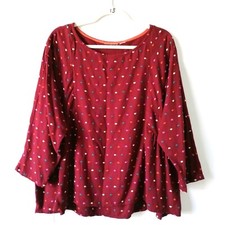 Unbranded Womens Maroon Dolman Sleeve Swiss Dot Drop Shoulder Blouse Size M