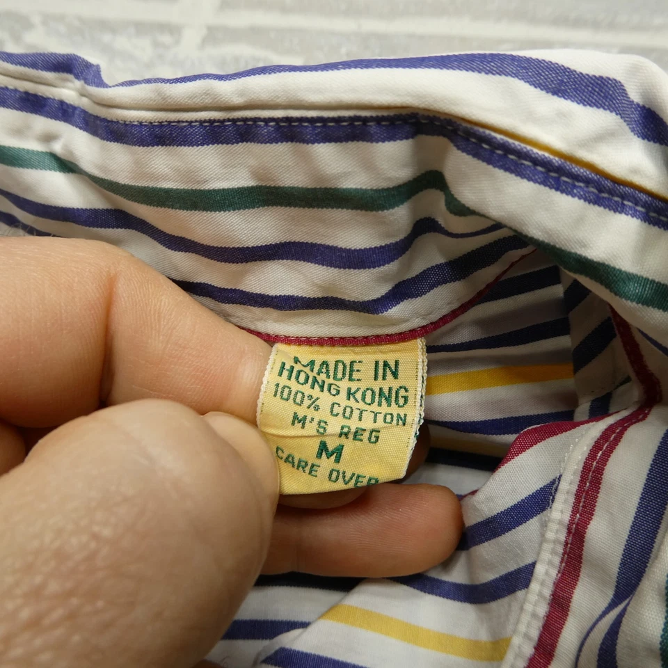Camisa de vestir vintage LL Bean para hombre mediana multicolor a rayas algodón abotonada Foto 3 de 4