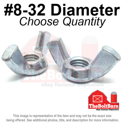 #8-32 Wing Nuts Zinc Plated COARSE Thread (Pick Quantity)
