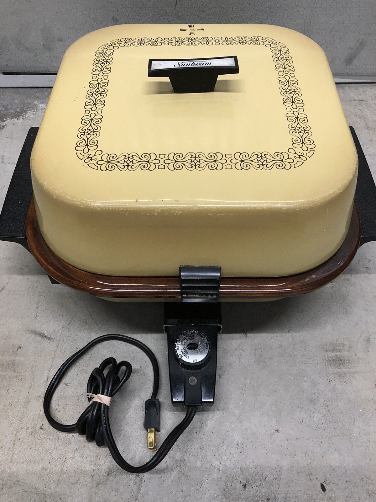 Sunbeam Crocker Frypan Electric Skillet Crock Insert Harvest Gold High