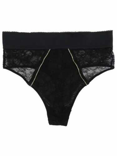 INC Damen schwarz Spitze hohe Taille Tanga Unterwäsche Gr. Large - Bild 1 von 4