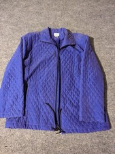 CHICO'S dark purple textured lined zip-up Jacket Size 1 zipper broken