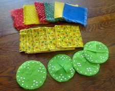 LOT 17 Colorful Homemade Pieces 13 Cocktail/Tea l Napkins 4 Wine Glass Coasters
