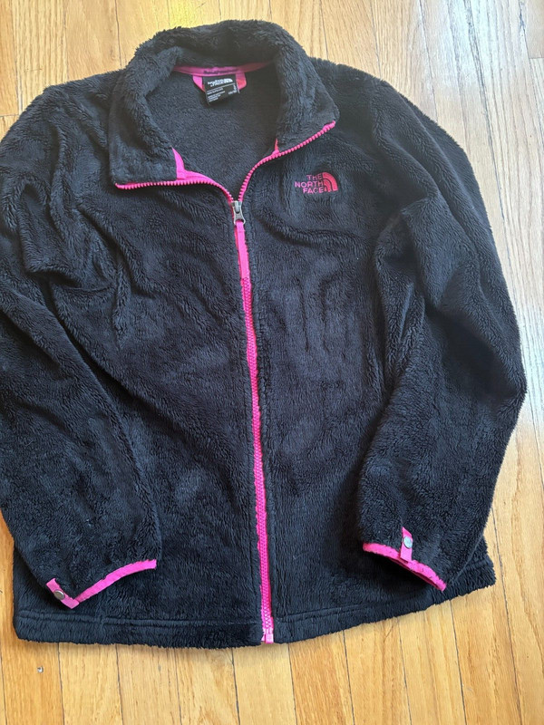 The North Face Youth Girls Black/Pink Fleece Full Zip Jacket Size L  14/16