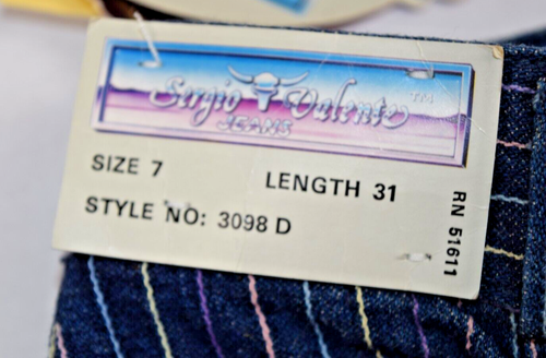 Vintage Jeans Sergio Valente W26 L31 80s Blue Pastel Pinstripes High Waist NWT - Picture 7 of 13