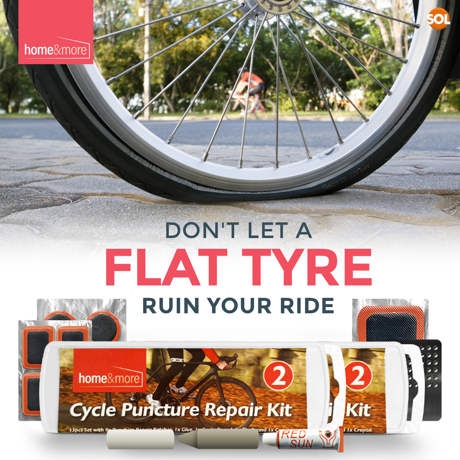 13 Piece Bicycle Puncture Repair Kit Bike Cycle Inner Tube Glue Patch