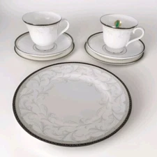 Waterford Brocade China Set Of 7  Tea Cup Saucer & Small Plates Set New 