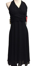Connected Apparel Midi Halter Dress, SZ 12, Lined, Outer Sheer Black NWT