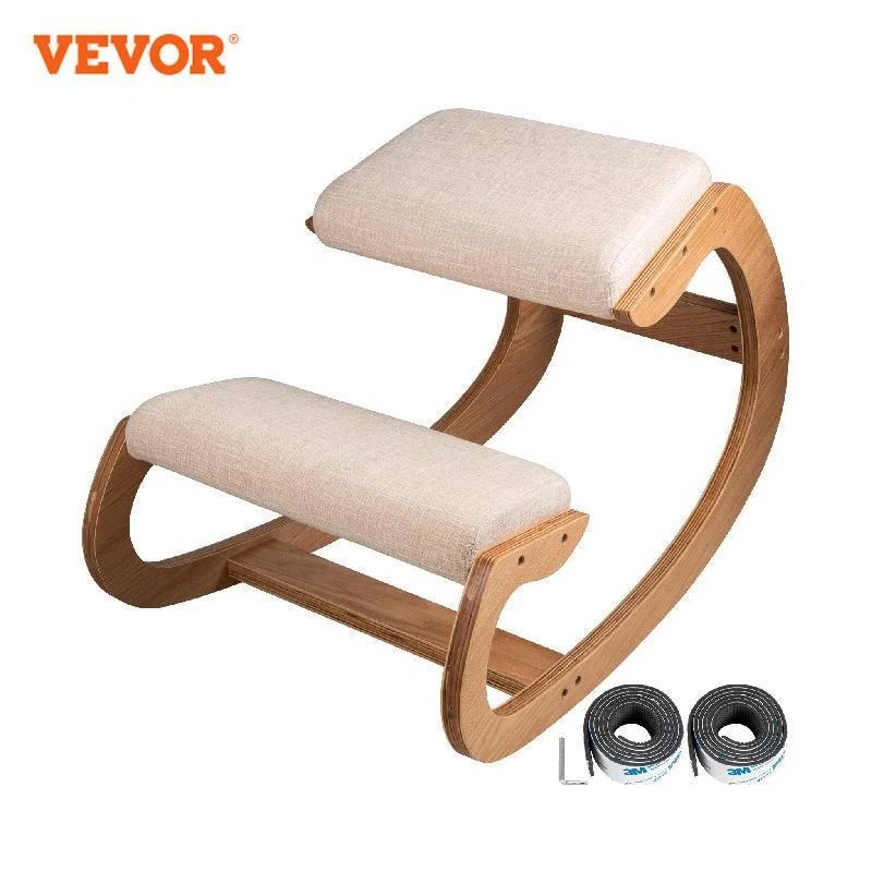 Ergonomic Rocking Wooden Kneeling Chair Stool Correct Posture