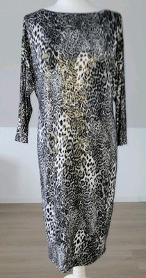 Bartelli Damenkleid Gr 40 M Glänzend Schimmer Leoparden Muster Knielang #347#