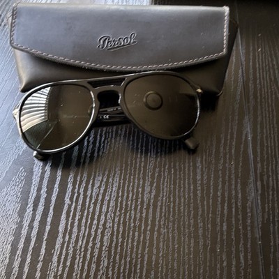 Persol Men's Aviator Sunglasses Black Metal Frame Tinted Glass Lenses