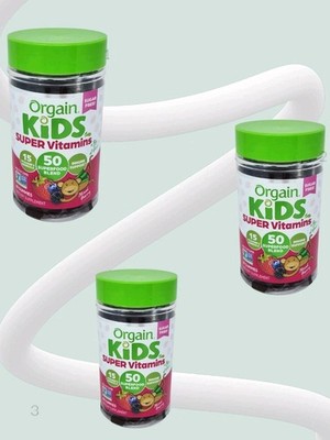 3 Pack Orgain Kids Super Vitamins Multivitamin Gummies Sugar Free Exp 05/26