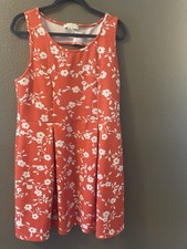 Forever 21 Women's Sleeveless Orange Floral Short Dress Peek Back