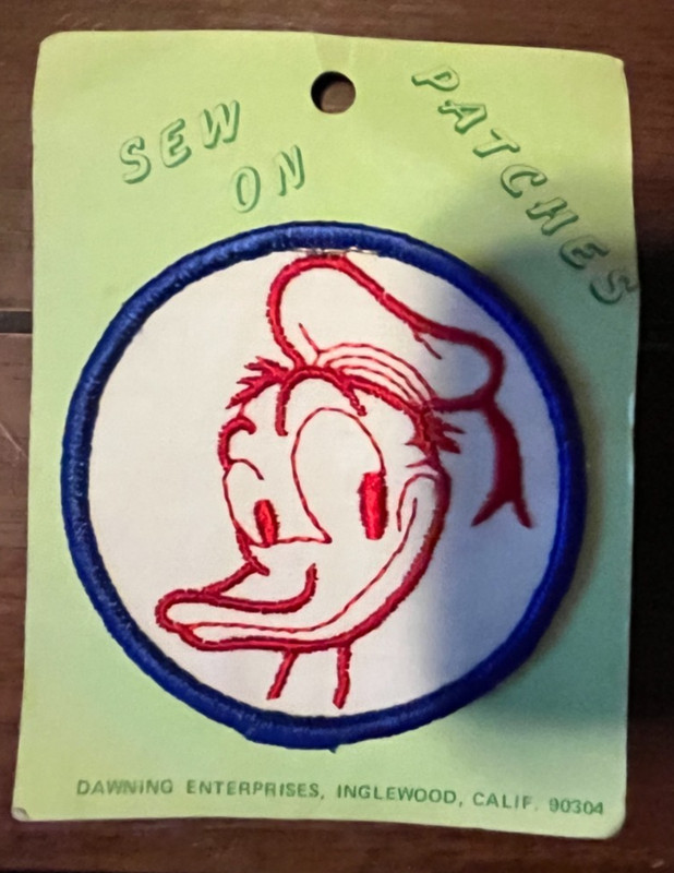 Vintage 1970's DONALD DUCK Sew On Embroidered PATCH Sailor Hat