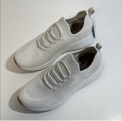 Skechers BOBS Sport Memory Foam White Knit Sneakers Athletic Shoes Low Top