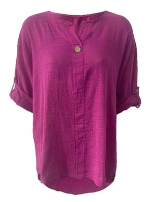 Damen Bluse Sommer Oversize Shirts Tee Baumwolle Leinen Oberteile Langarm Locker