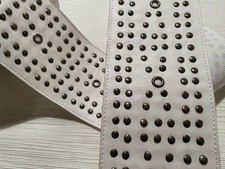 3/4 YD SCHUMACHER borchie bordo in pelle avorio + rivetti in ottone con supporto $ 354 vendita al dettaglio*