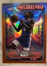 2025 Topps Sapphire Chrome Tyrese Maxey #40 Orange SP 76ers /25 Philadelphia