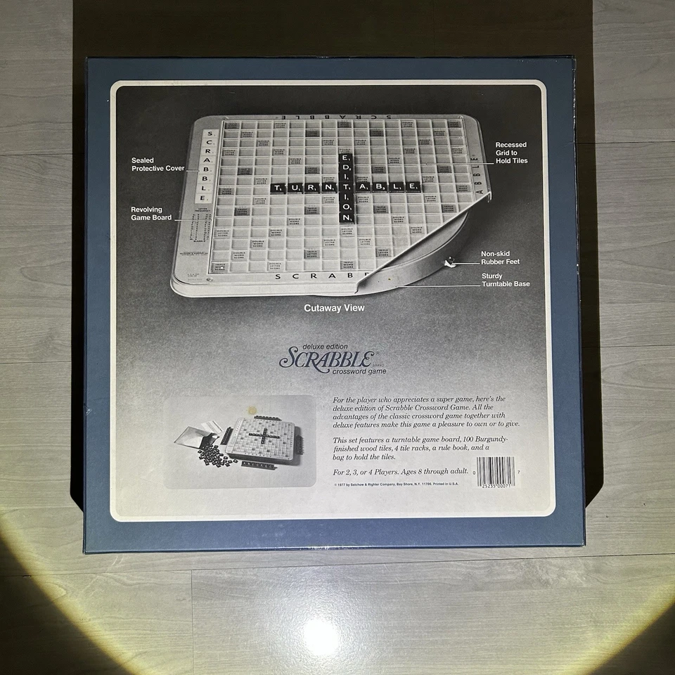 Vintage 1977 1982 Scrabble Deluxe Turntable Edition Crossword Game New Sealed - Image 4 of 4