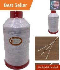 Heavy-Duty White Polyester Thread - 8 oz Tex 135, Ideal for Outdoor & Upholstery
