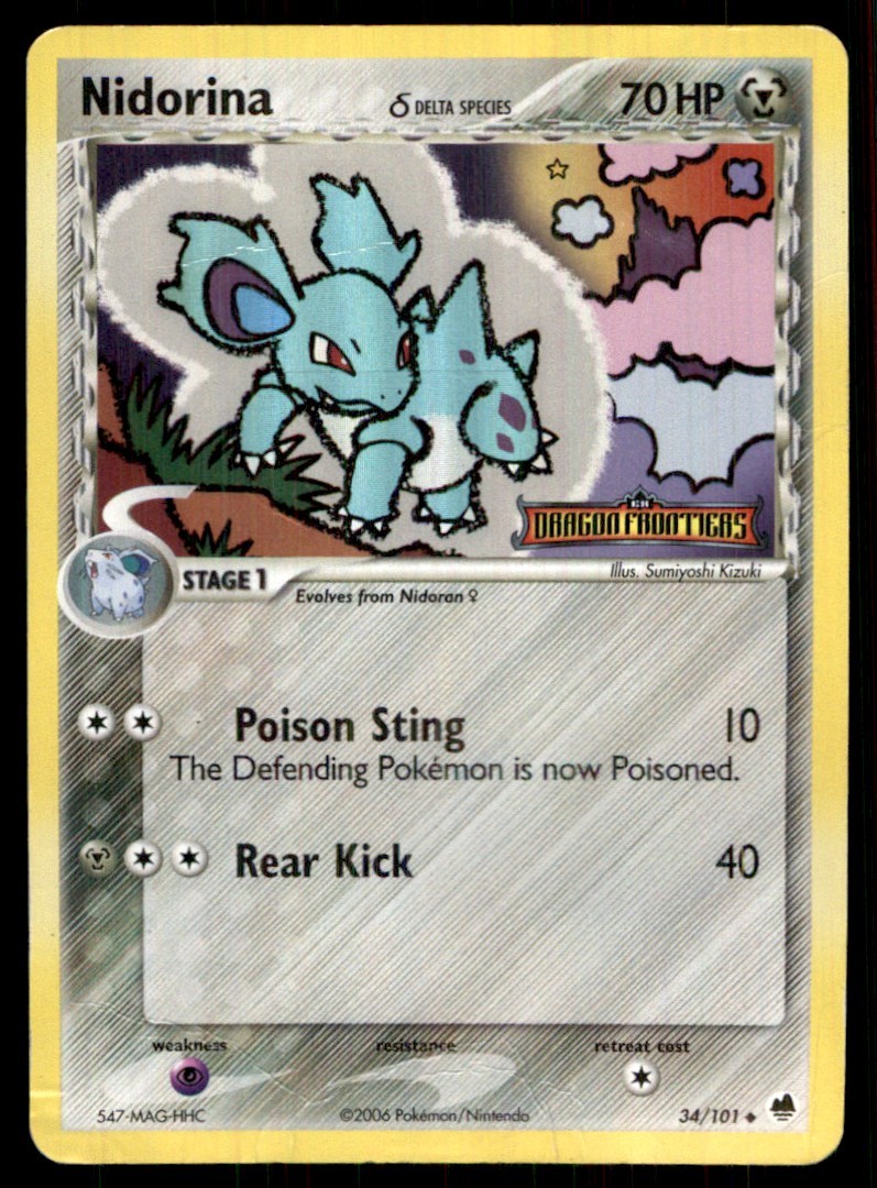 2006 EX - Dragon Frontiers Stamped Reverse Holo Nidorina Stage 1/Uncommon #34