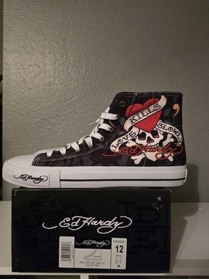Ed Hardy ''Love Kills Slowly'' size 12 High Shoes Black/White.