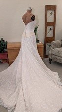 NWT MARI LEE ivory cream lace wedding dress train strapless asymmetric 6/8 NEW