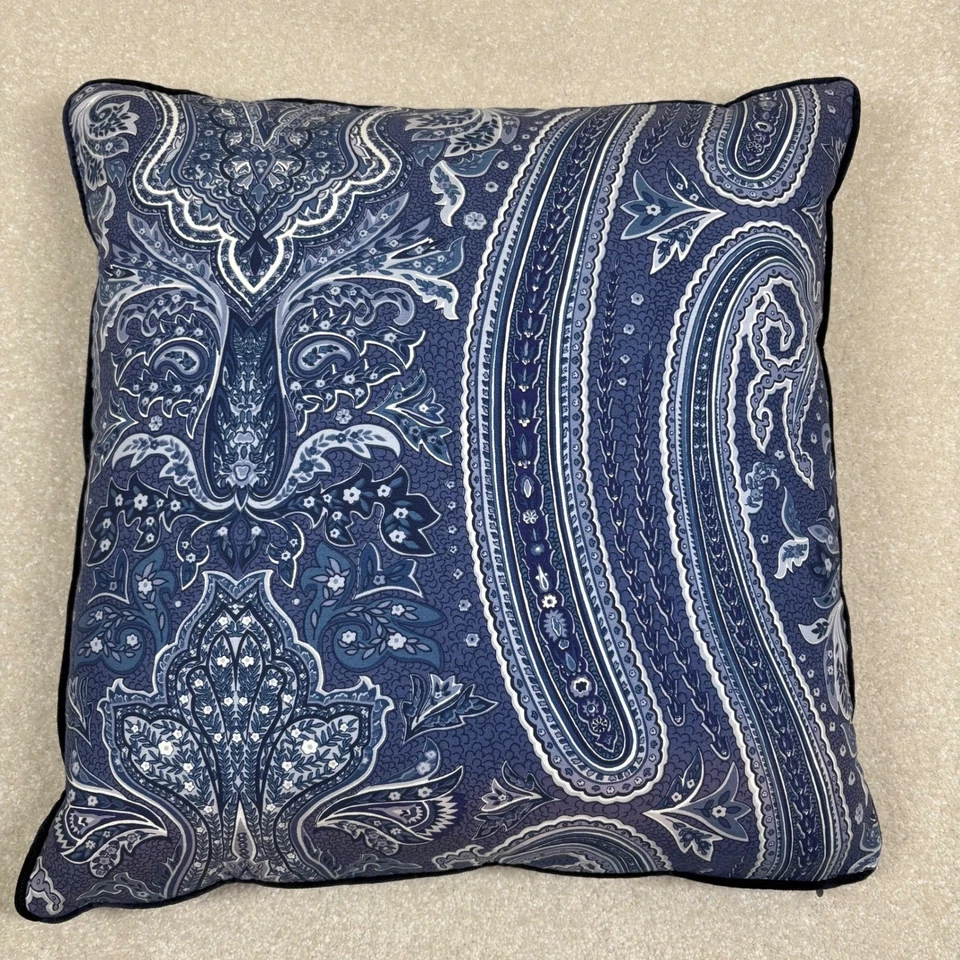 Funda de Almohada Ralph Lauren Hogar Azul Paisley Decoración 18x18 Acento Foto 3 de 4