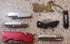 Lot Of 7 Mixed Pocket Knives Advertising Folding Terre Haute Locomotive Train