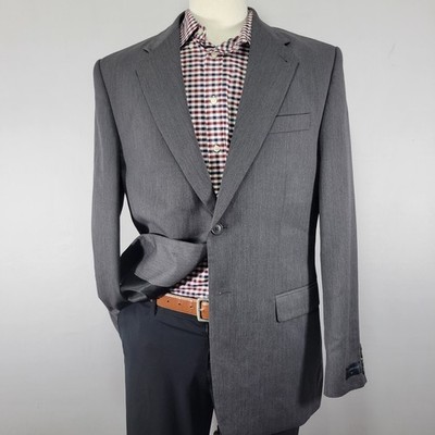 Express Design Studio Men's Sport Coat Blazer Two Button Gray 100s Wool 42L NEW