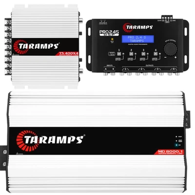 TARAMP'S TARAMPS - MD 8000 1 ohm 1 Channel + TS 400X4 2 ohm + PRO 2.4S - CAR AUDIO