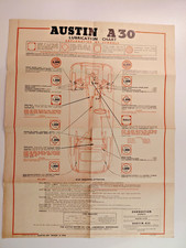 Austin A 30 original Lubrication Chart Pub No LC 219B