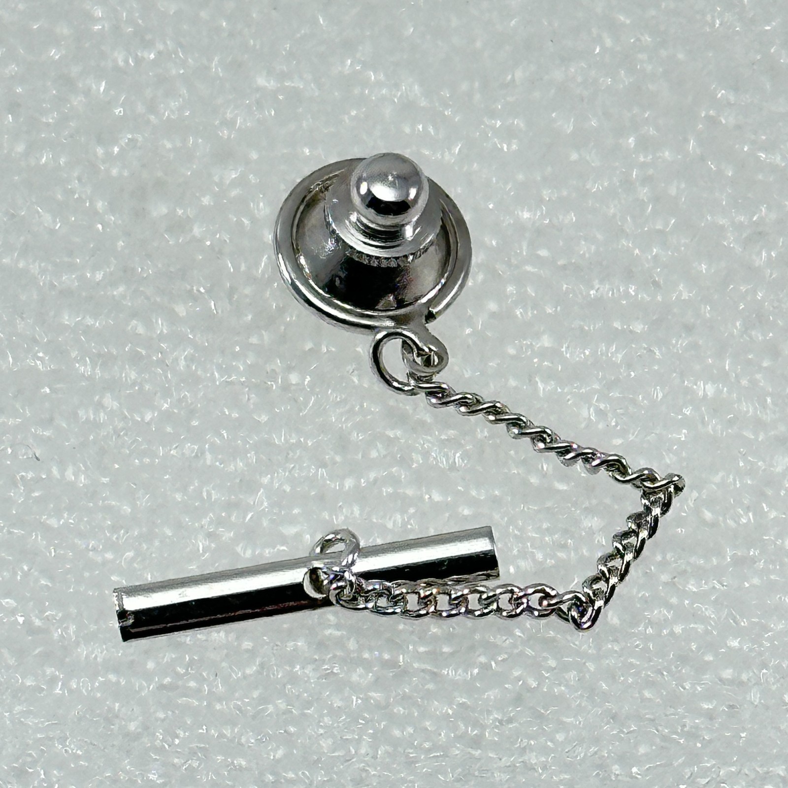 Tie Clip Rectangular Silver Tone Etched Geometric… - image 5