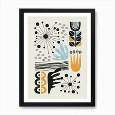 Mid Century Modern Shapes Art Print Framed Wall Art Poster Canvas Print Picture