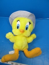 Vintage 1998 Tweety Bird Looney Tunes Denim Fishing Sun Bucket Hat Plush 10"
