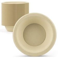 Compostable Bowls Natural Bamboo Fibers Everyday Tableware Disposable Round