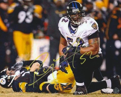 Ray Lewis Signed Autographed Baltimore Ravens 8x10 Photo with COA-Hologram