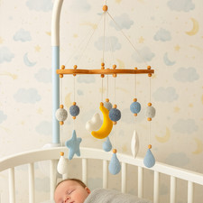 Cloud Baby Mobile for Boy Star Felt Crib Blue Nursery Handmade Baby Shower Gift