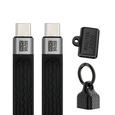 USB5.0 80Gbps Flat Slim FPC Cable 240W 16K@30hz 8K 60Hz 5K & Female Extender