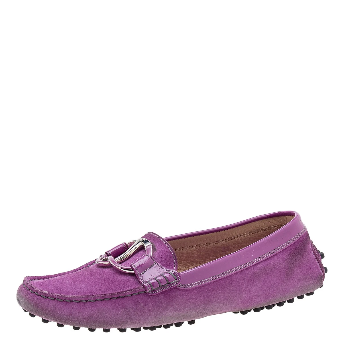 TOD’S Mocassini slip on Tod's viola scamosciati e bordi in vernice impreziositi taglia 38