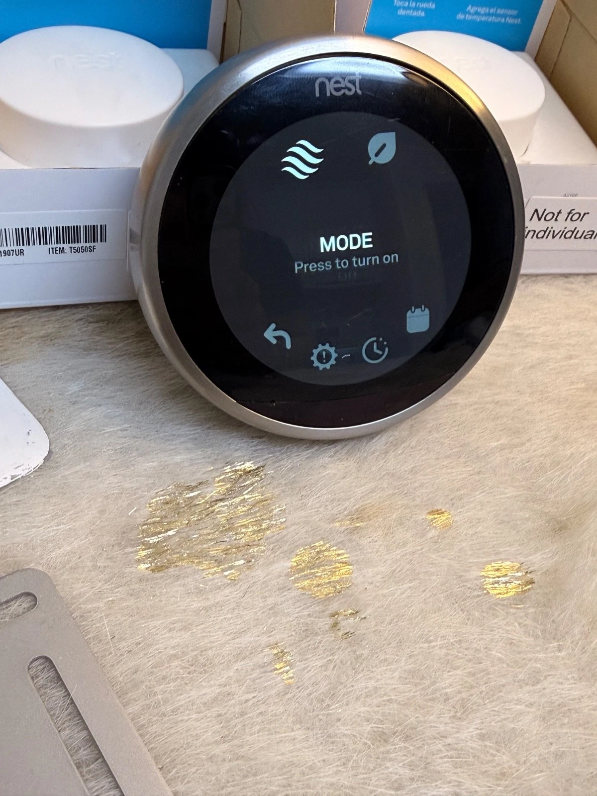 Nest 3rd Gen Learning Thermostat Stainless + 2 Sensors Complete Tested Works Box