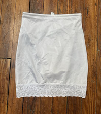 Vintage 80s 90s Girdle Skirt White Lace Stretchy Nylon Second Skin XS/S