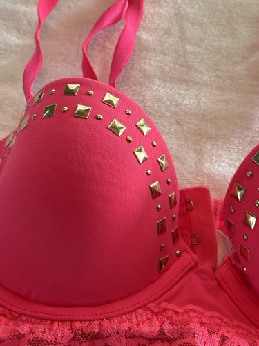 Victoria’s Secret Pink Women’s Size 34B 34 B Cup Embellished Push Up Bra Top - Picture 2 of 2