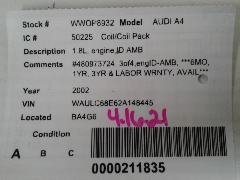 Bobina/ignitor compatível com 01-06 Audi A4 644483 - Imagem 3 de 3