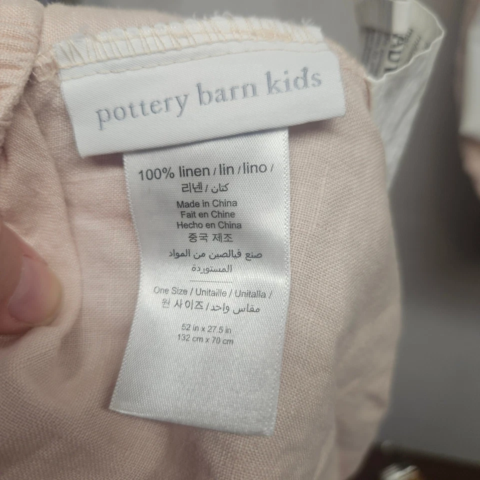 Pottery Barn Kids Blush Pink Linen Crib Sheet and Crib Skirt - Image 4 of 4