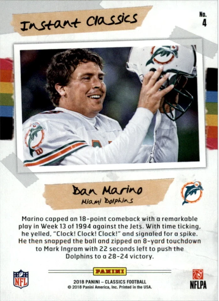 2018 Classics Instant Classics #4 Dan Marino - FB - Image 2 of 2