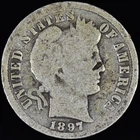 1897-S BARBER DIME ✪ GOOD G DETAILS ✪ 10C SILVER COIN SCARCE AP ◢TRUSTED◣