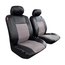 Waterproof Black Leatherette & Grey Canvas Car Seat Covers For Toyota Tacoma