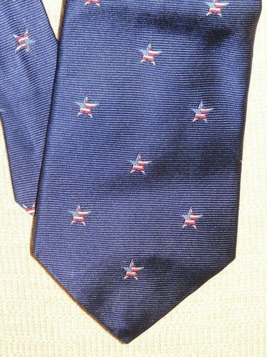 NEUE Brooks Brothers UK Krawatte/Krawatte Seide blau rot weiß blau Sterne 57"x3,75" - Bild 1 von 6